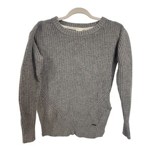 TOMS for Target Grey Ribbed Knit Crewneck Sweater Side Slits Size Small S